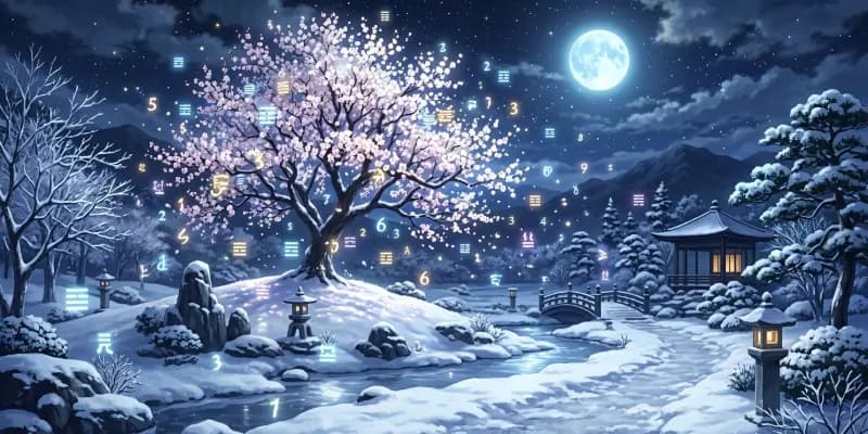 Mai Hoa Dịch Số - Cây mai nở hoa dưới ánh trăng đông
